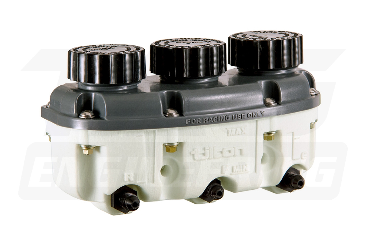 TILTON 3-Chamber Low Profile Plastic Reservoir 三合一獨立通道油壺系統 (矮型) | JNK Motorsport by TAG Engineering Group