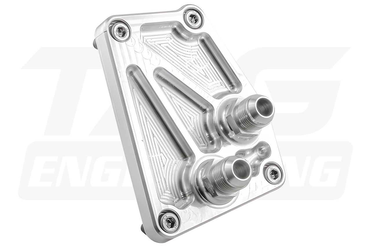 Duralumin Billet Oil Filter Relocation Adapter + M18 to AN10 Fitting For BMW M60, M62 V8 Engine 機油濾心座外移轉接板 | JNK Motorsport by TAG Engineering Group